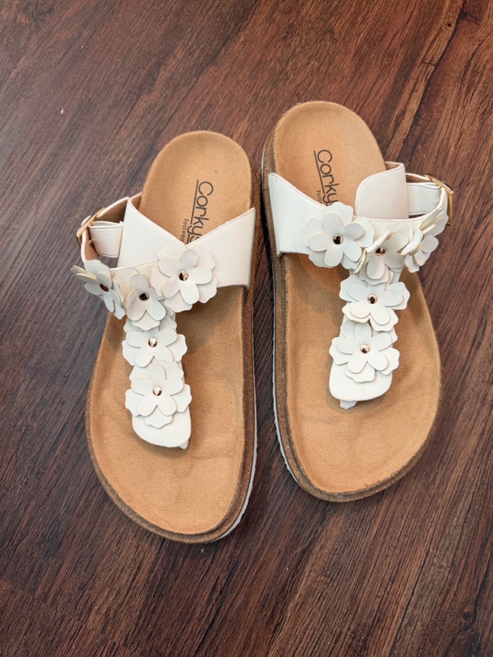 Corkys White Floral Sandals